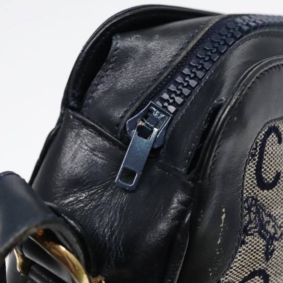 CELINE C Sulky Shoulder Bag Canvas Navy Gold Auth fm3869 - Picture 10 of 16